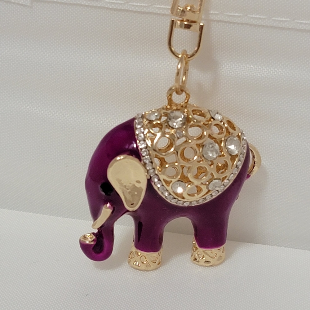 Elephant Kechain, Purse Charm, with rhinestones